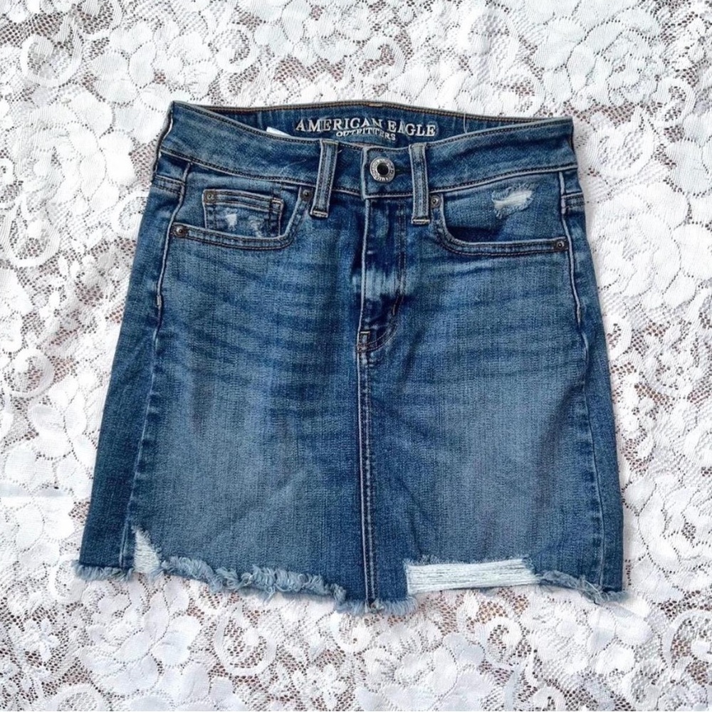 Y2K American Eagle Outfitters Distressed Denim Mini Skirt